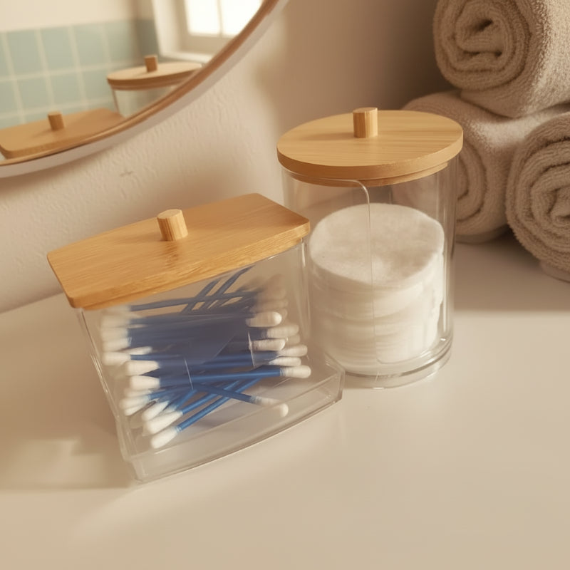 2 rangement coton sur une coiffeuse