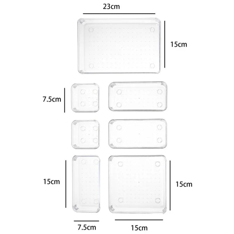 7 boîtes en plastique pour tiroir