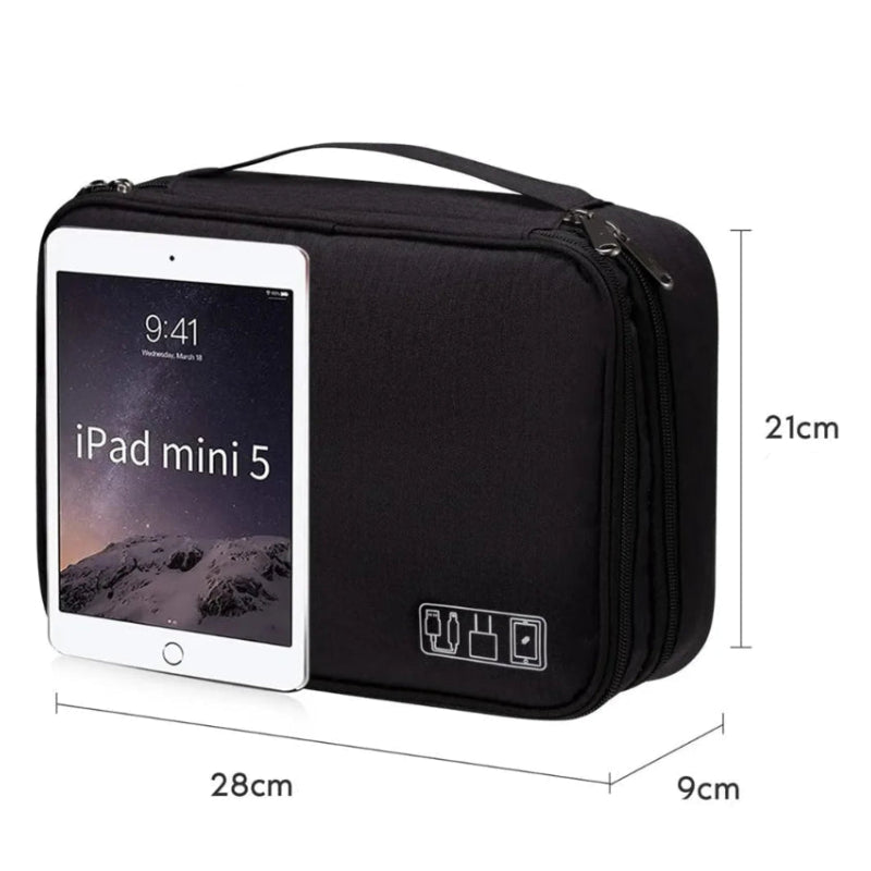 les dimensions de la pochette de rangement câble étanche 2 niveaux