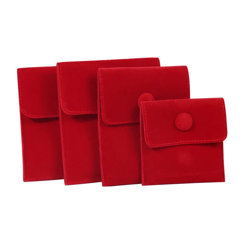 pochette organisateur de bijoux en velours de couleur rouge