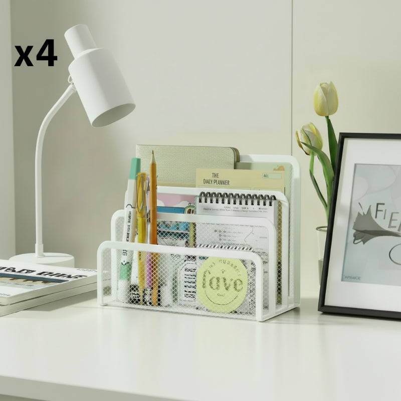 bannette bureau blanc x4 sur un bureau