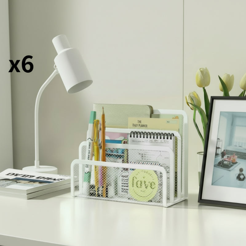bannette bureau blanc x6 sur un bureau