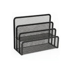 bannette bureau noir vide en maille métallique sur fond blanc