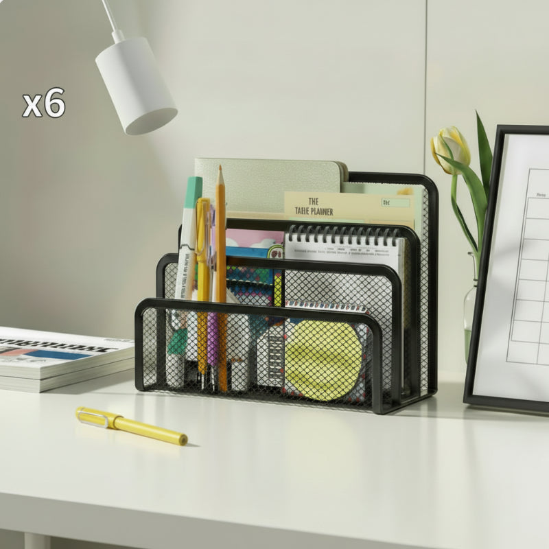 bannette bureau noir x6 sur un bureau