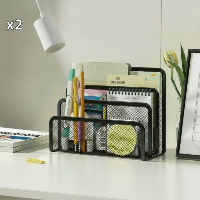 bannette bureau noir x2 sur un bureau