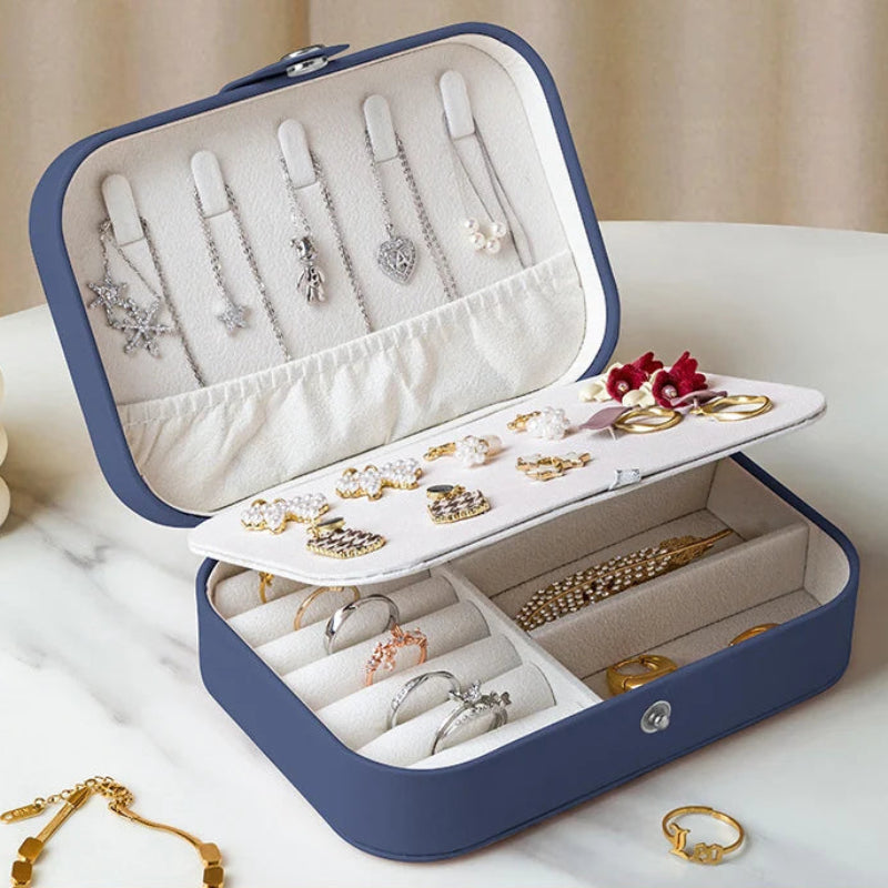 boîte à bijoux portable de couleur marine