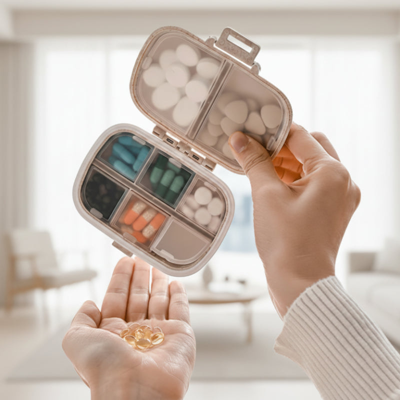 boîte à pilule sur fond salon