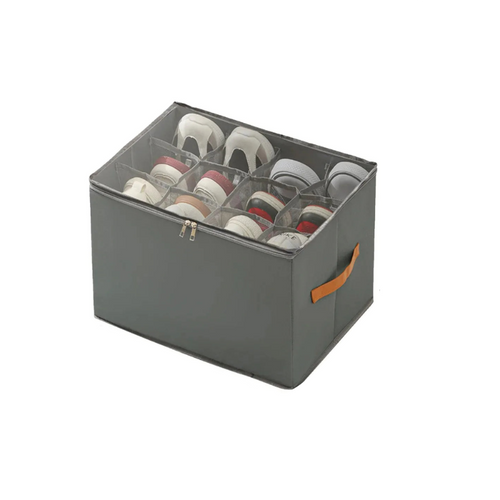 boîte de rangement pour chaussures de dressing de couleur gris sur fond blanc