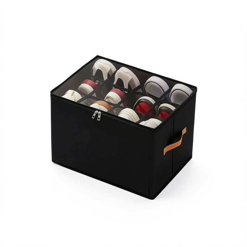 boîte de rangement pour chaussures de dressing de couleur noir sur fond blanc