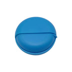 boîte de rangement pour écouteurs de couleur bleu sur fond blanc