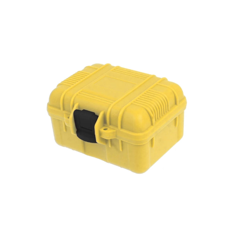 boite de rangement étanche pour montres de couleur jaune sur fond blanc