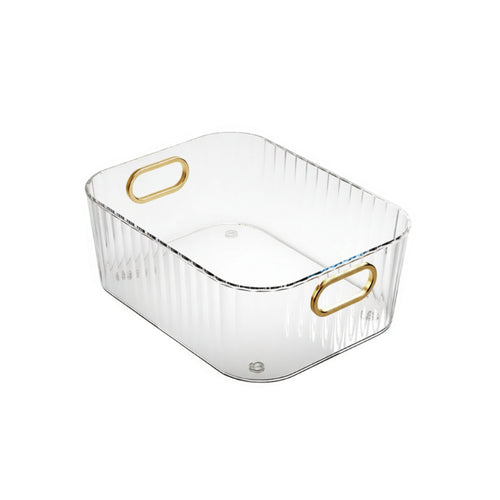 boîte de rangement pour flacons de parfums de couleur transparent sur fond blanc