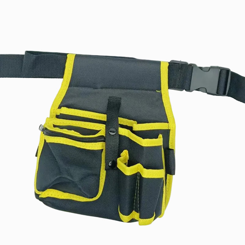 ceinture de rangement pour outils de couleur jaune sur fond blanc