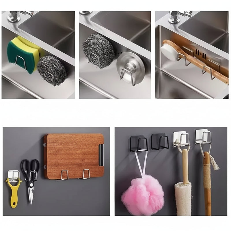 différentes applications de l'organisateur d'évier pour éponge et chiffon