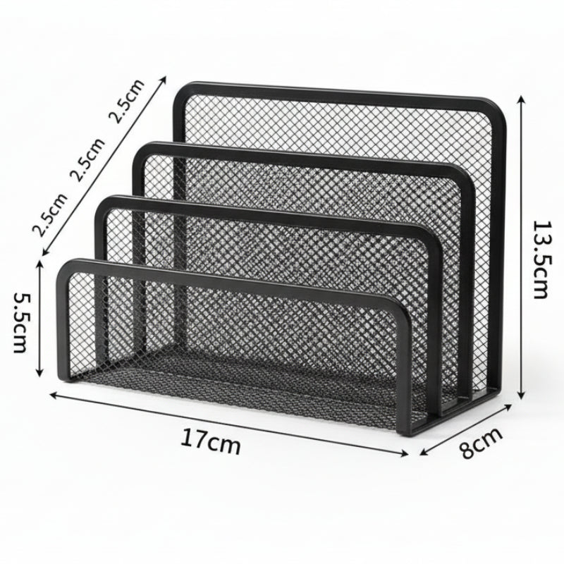 dimension bannette bureau noir maille métallique sur fond blanc