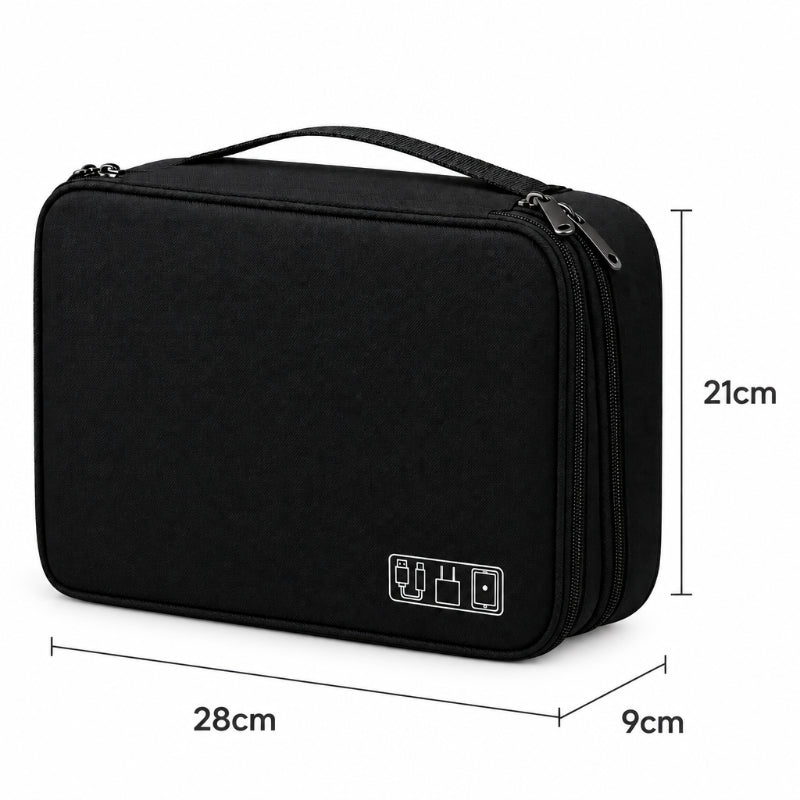 les dimensions de la pochette de rangement câble étanche 2 niveaux