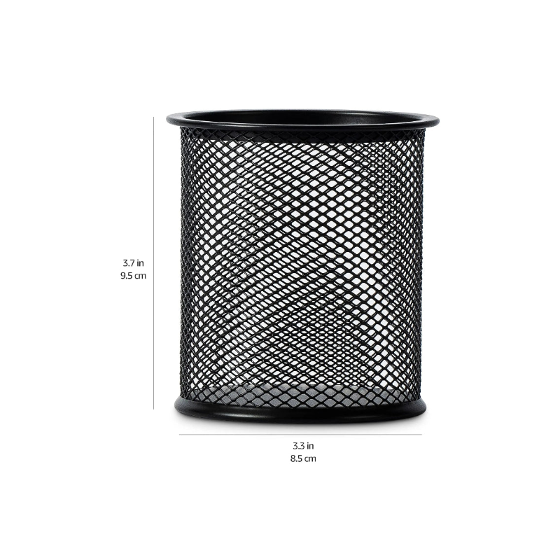 les dimensions du porte stylo noir en maille métallique