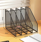 dimension range document noir 1 en maille métallique sur un bureau