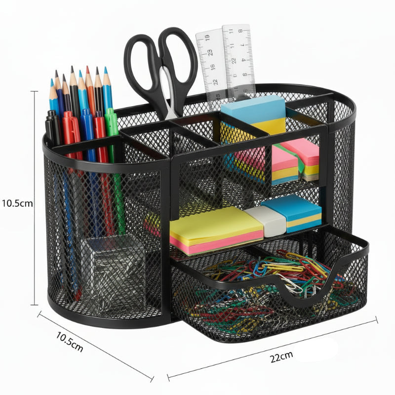 dimension rangement fourniture scolaire noir en maille métallique