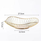 dimensions de la corbeille à fruit plate de couleur or