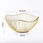 dimensions de la corbeille à fruit ronde de couleur or