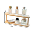 dimensions de l'étagère de rangement en bois à 2 niveaux sur fond blanc