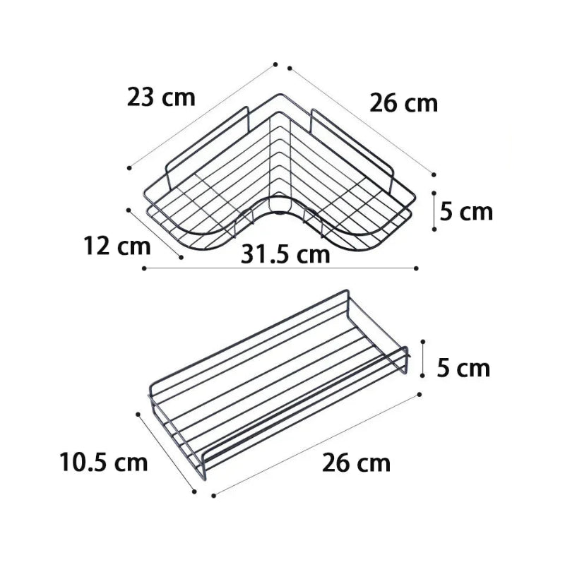 dimensions de l'organisateur d'étagère douche pour salle de bain