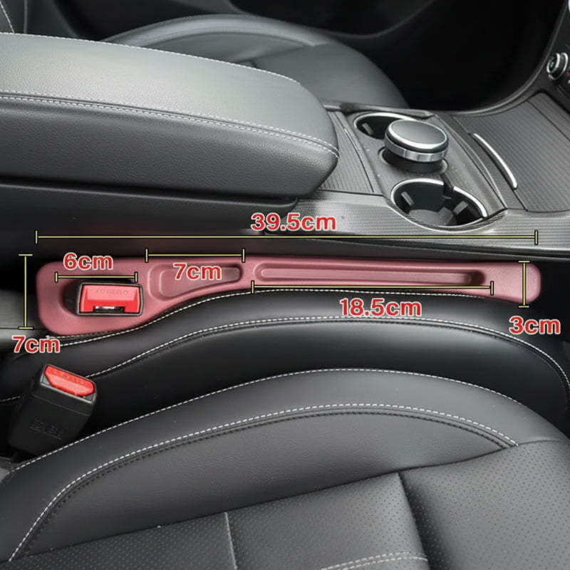 dimensions de l'organisateur pour fente de siège de voiture