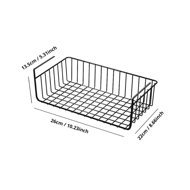 dimensions du panier organisateur de placard sur fond blanc
