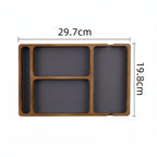 dimensions du plateau organisateur multi-usages de bureau en bois sur fond blanc