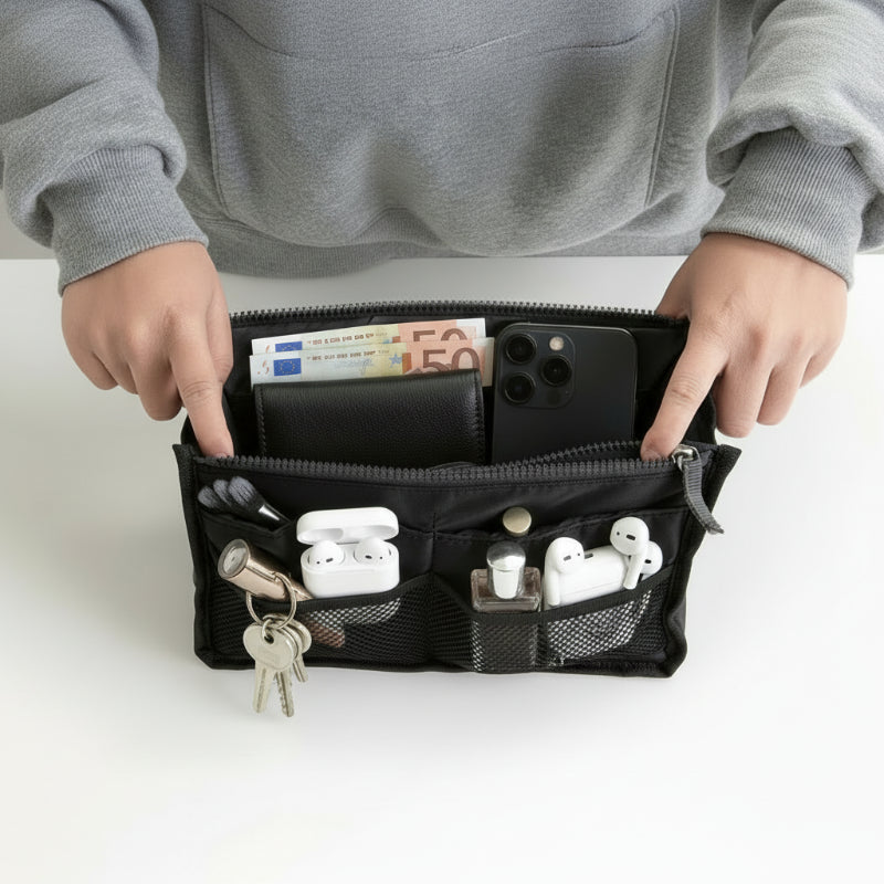 disposition de l'organisateur multi compartiments pour sac
