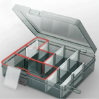 disposition de la boîte de rangement de vis sur fond blanc