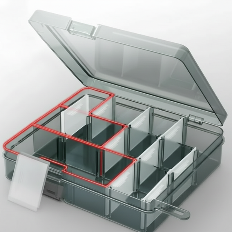 disposition de la boîte de rangement de vis sur fond blanc