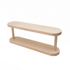 étagère de rangement en bois à 2 niveaux vide sur fond blanc