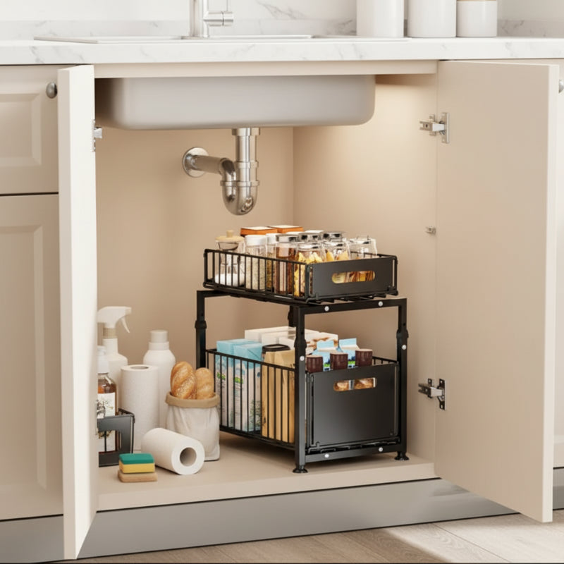 la hauteur de l'étagère pour le sous évier est réglable