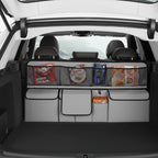 le filet rangement coffre voiture de couleur grise utilisé dans une voiture