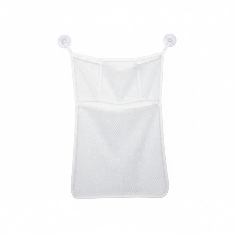filet de rangement pour jouets bébé vide de couleur blanc sur fond blanc