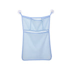 filet de rangement pour jouets bébé vide de couleur bleu sur fond blanc