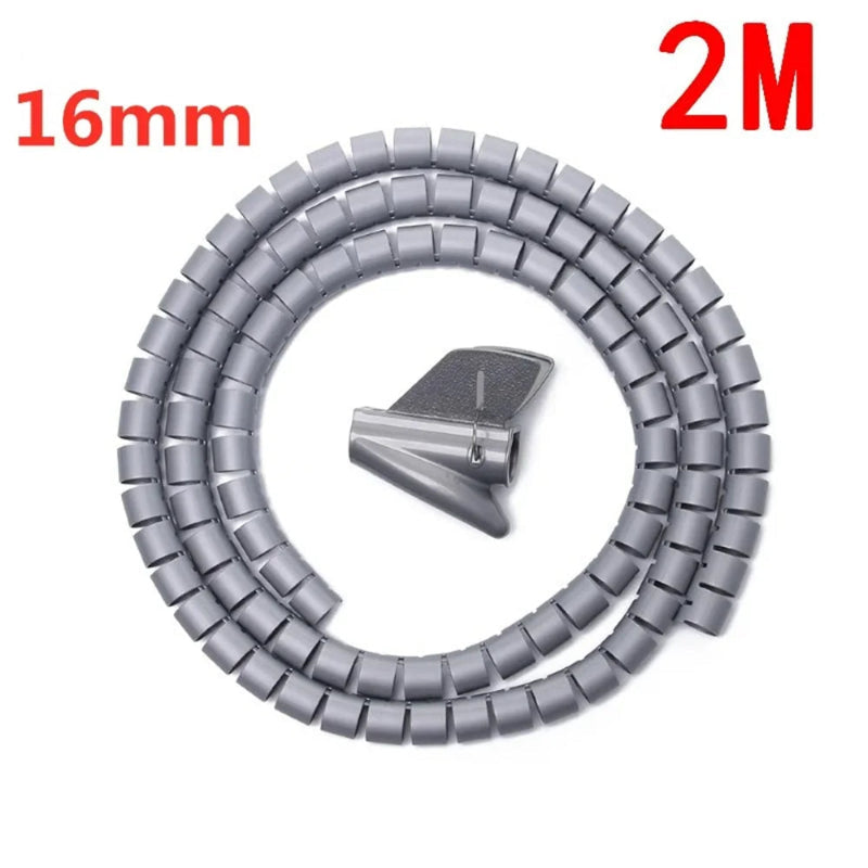 gaine spirale pour câbles de couleur gris de longueur 2m et de diamètre 16mm