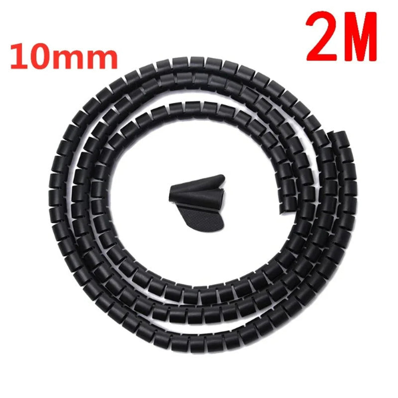 gaine spirale pour câbles de couleur noir de longueur 2m et de diamètre 10mm
