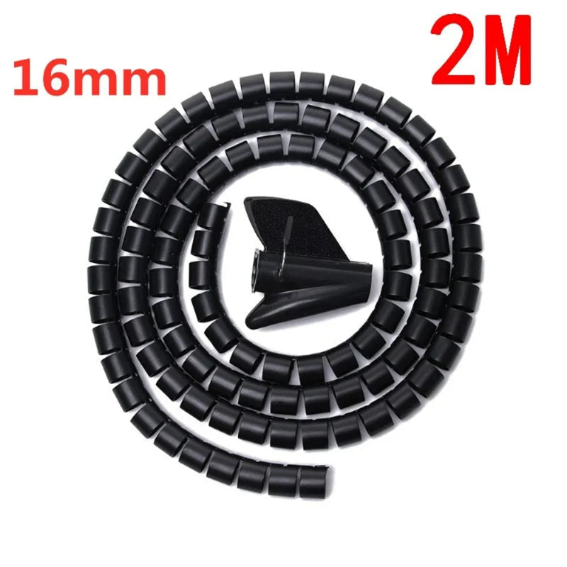 gaine spirale pour câbles de couleur noir de longueur 2m et de diamètre 16mm