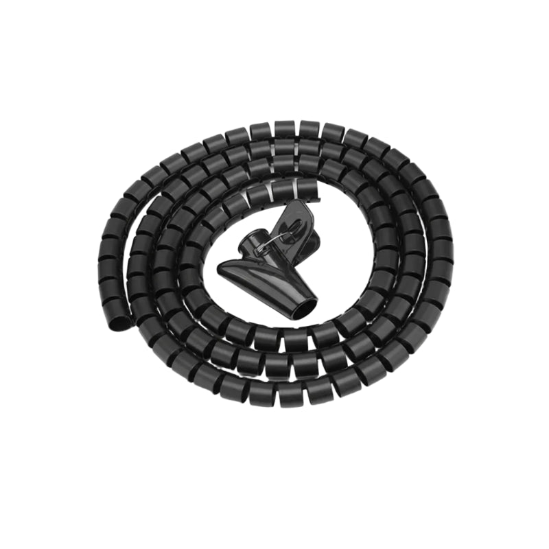 gaines spirale pour câbles de couleur noir vide sur fond blanc