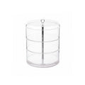 organisateur à bijoux multi-étages transparent vide avec 3 étages sur fond blanc