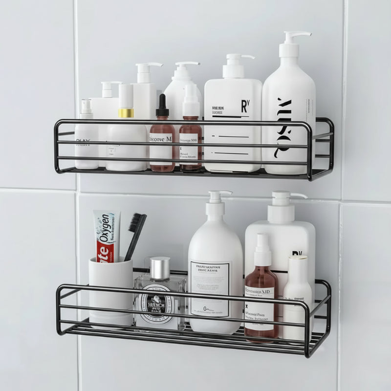 organisateur d'étagère douche rectangulaires dans une salle de bain