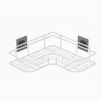organisateur d'étagère douche pour salle de bain de couleur blanche et de forme triangulaire