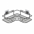 organisateur d'étagère douche pour salle de bain de couleur noir et de forme triangulaire