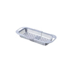 organisateur d’évier rétractable vide de couleur grise sur fond blanc