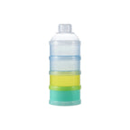 organisateur de lait en poudre pour bébé de couleur bleu vide sur fond blanc
