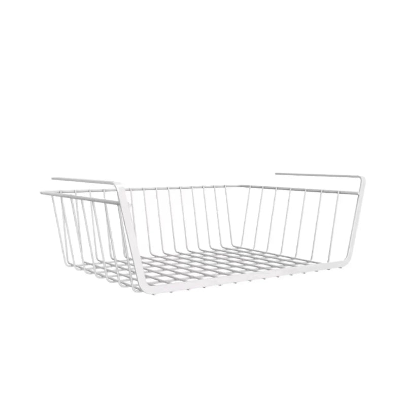 panier organisateur de placard de couleur blanc sur fond blanc