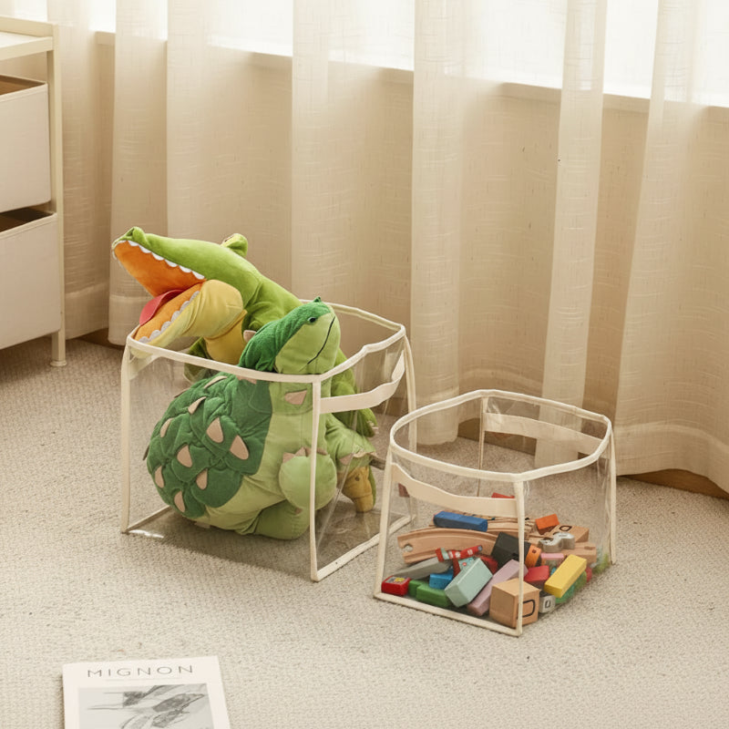 les 2 paniers de rangement jouets bébé dans un salon